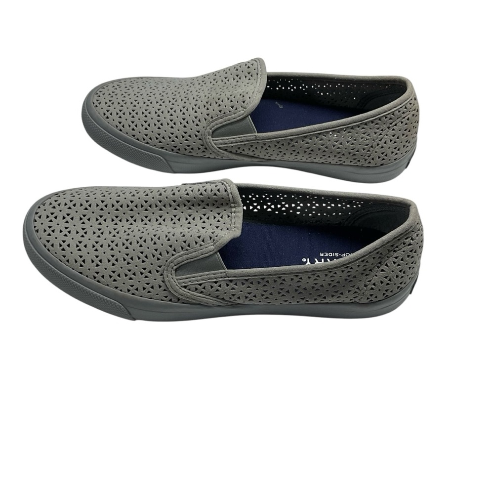 Sperry Women's Top Sider Seaside Perforated Cut-Out Gray Slip On Sneaker Sz. 8 - Picture 5 of 11